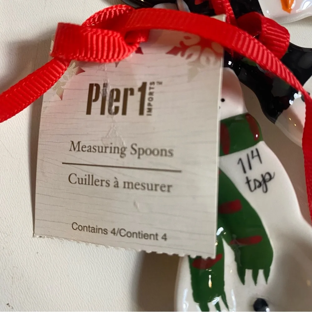 NWT Pier 1 Imports Set Of 4 Snowman Christmas Holiday Measuring Spoons